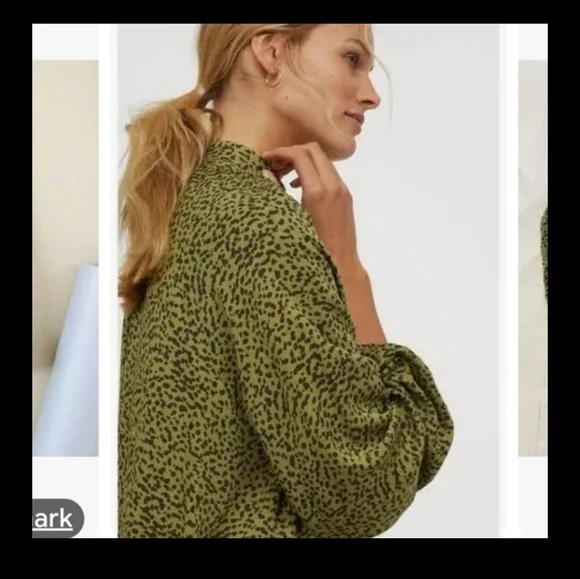 H&M Green Black Oversized Leopard Print Dress. Size 12 - Picture 4 of 9